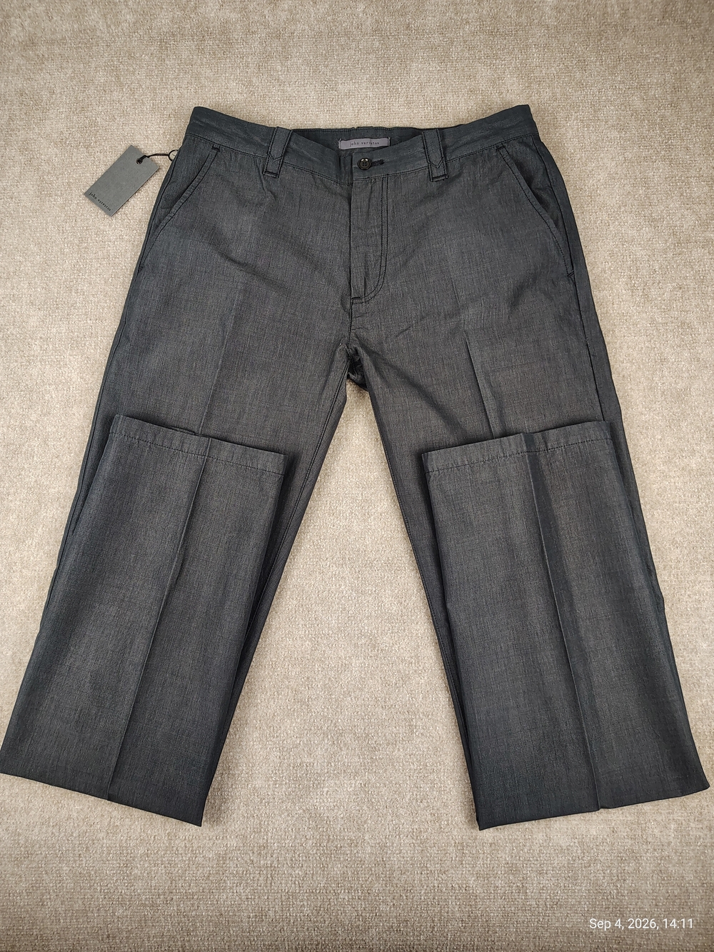 $245 Mens John Varvatos Gunmetal Wool Blend Chinos Pants W32 /48EU